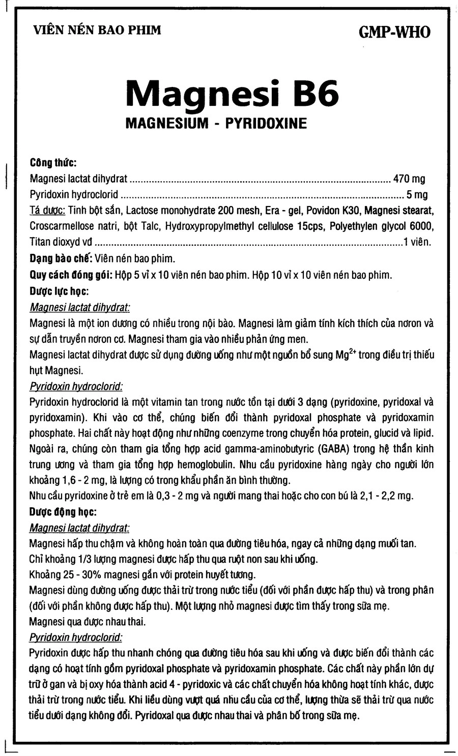 Magnesi B6 Phong Phú trị thiếu magie, giảm lo âu, căng thẳng (5 vỉ x 10 viên) - 5